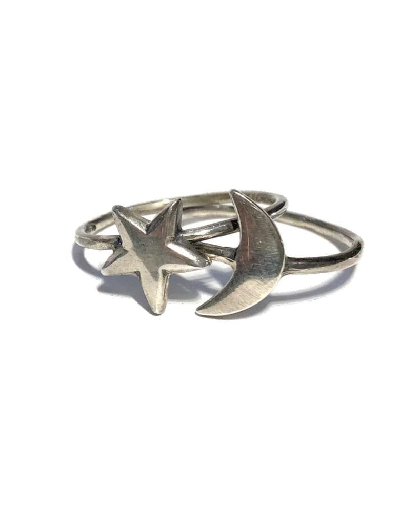anillos de plata con diseño de luna y estrella - Obellux _ sterling silver rings