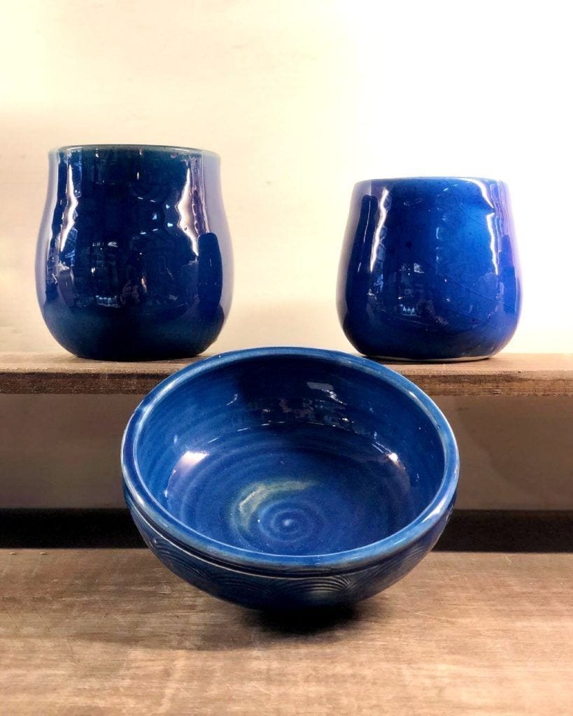 vasos de ceramica cuenco de ceramica azul galaxia _ Indigo blue ceramic cups