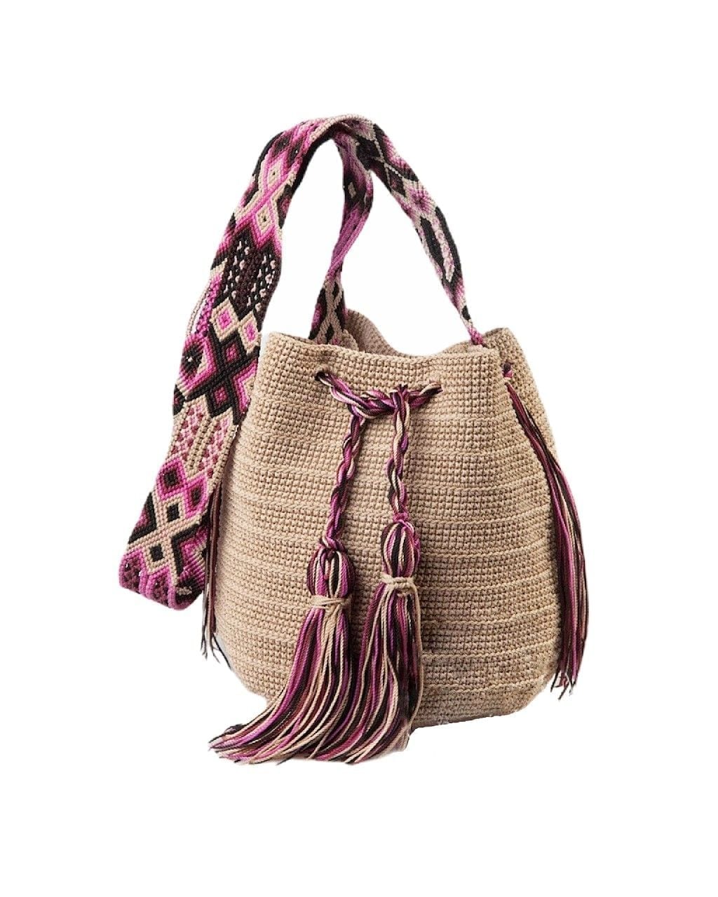 Bolso tejido a crochet beige, Valéxico