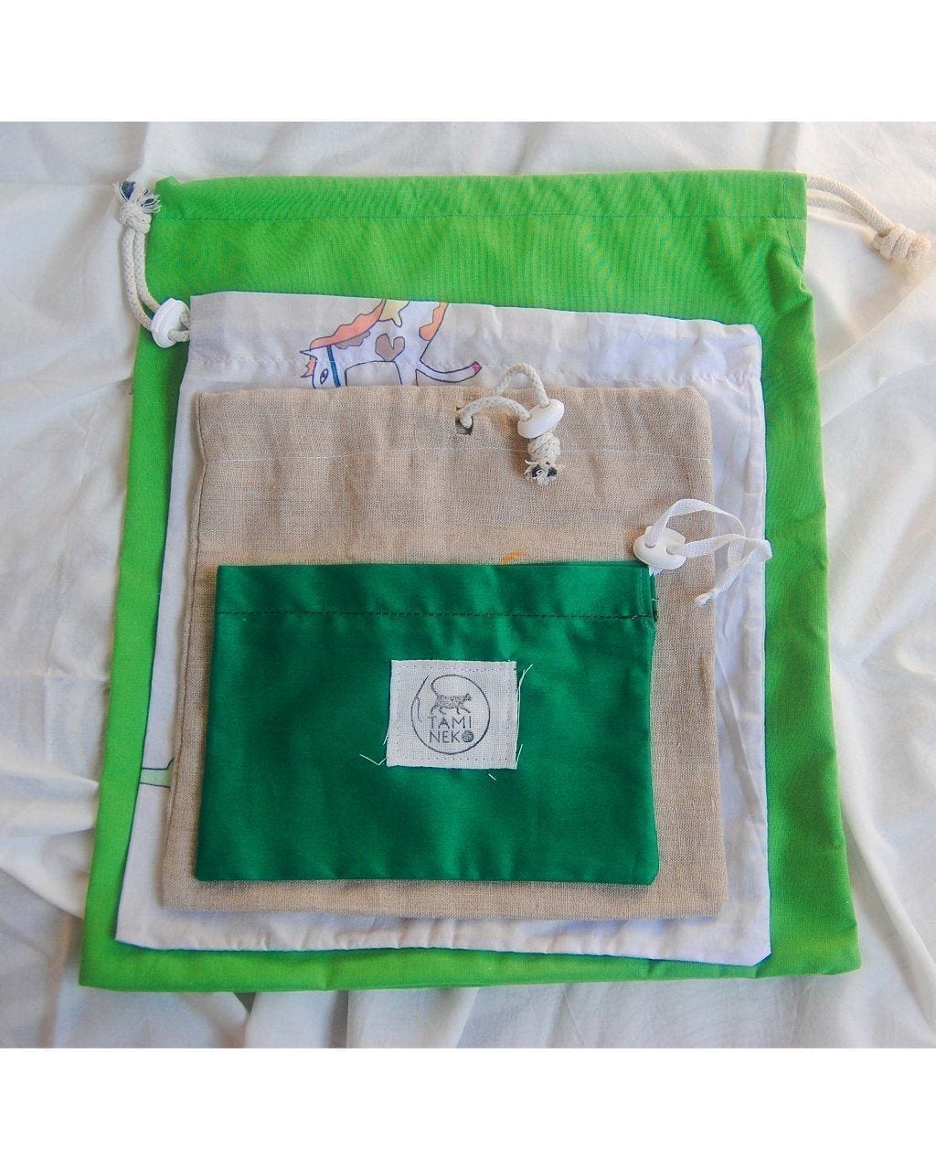 Bolsas ecológicas de tela - Handmade eco friendly bags for grocery shopping flat
