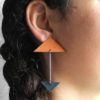 Baum Pell - Lange Dreieck Ohrstecker aus Kork Ohrringe orange und graublau